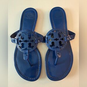 Tory Burch Miller Patent Royal Blue Sandals Size 9